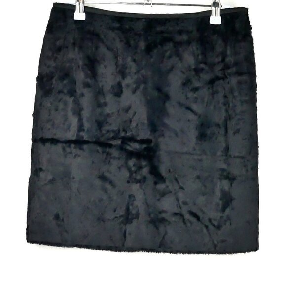 NWOT Tahari Fuzzy Velvet Black Mini Skirt 12 - Picture 1 of 3